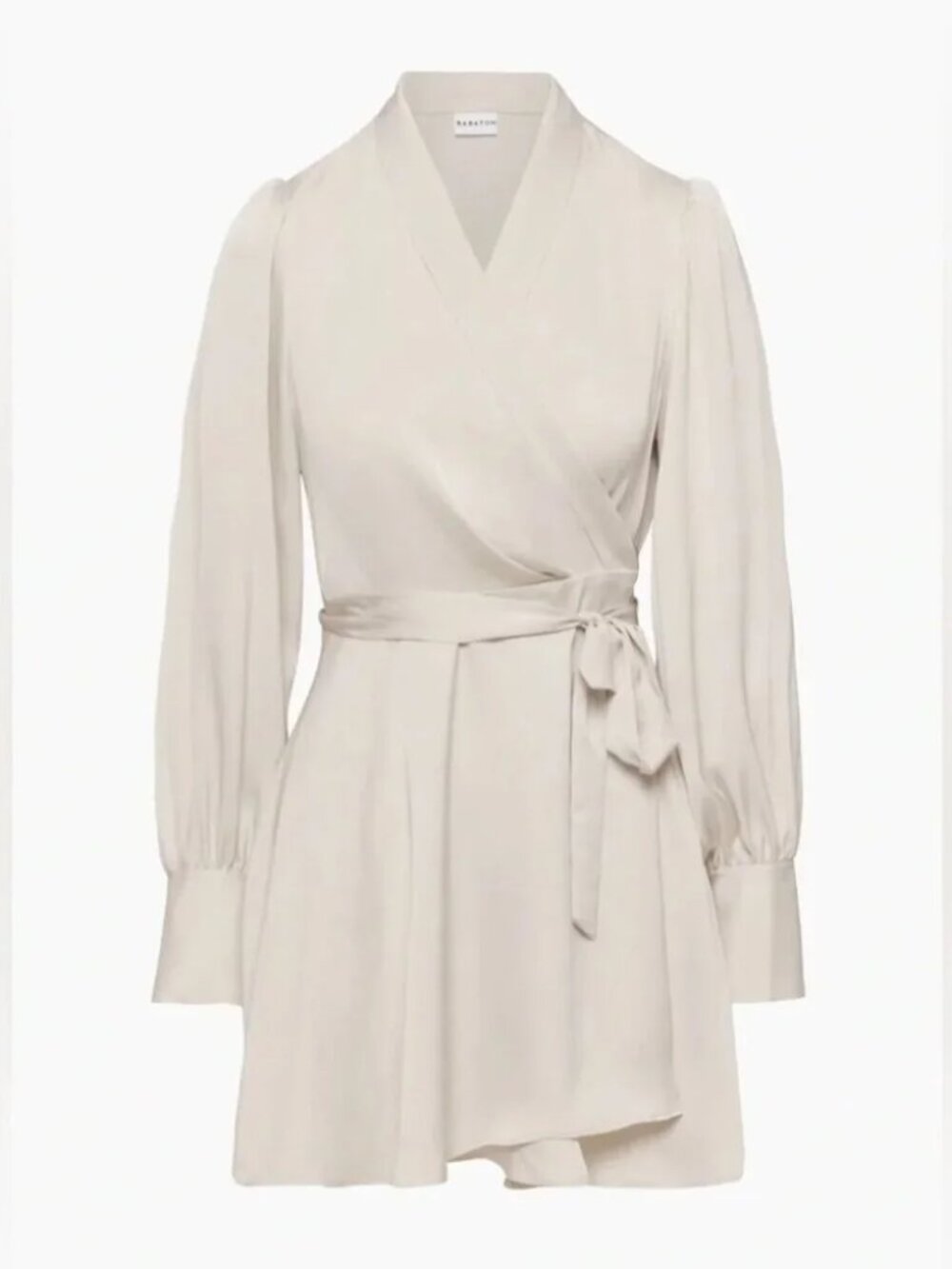 New Aritzia Babaton Hyde satin bishop long sleeve wrap style v-neck minidress - Picture 10 of 16